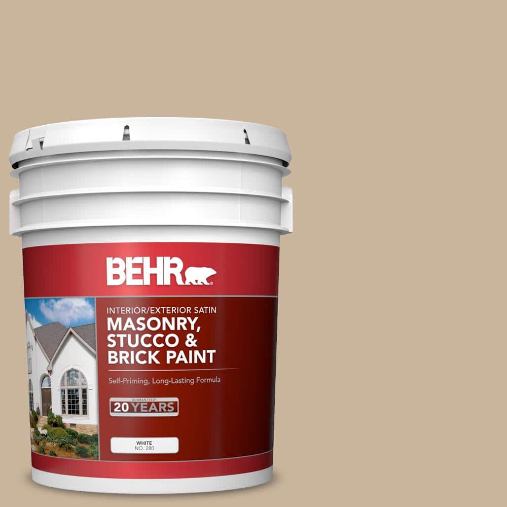 5 gal. #PPU4-07 Mushroom Bisque Satin Interior/Exterior Masonry, Stucco and