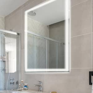 Pax 28 in. W x 36 in. H Large Rectangular Frameless Antifog Front/Back-Lit Wall Bathroom Vanity Mirror with Smart Touch