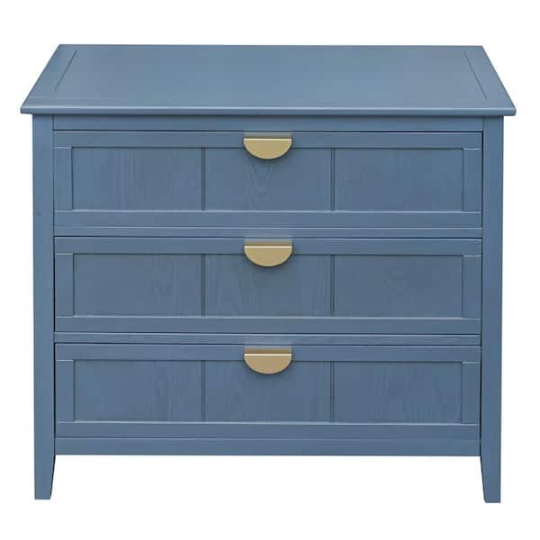 Unbranded 31.54 in. W x 15 in. D x 30.75 in. H Blue Linen Cabinet with 3-Drawers
