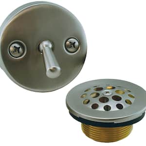 Trip Lever Bath Tub Drain Conversion Kit with 2-Hole Overflow Plate Brushed Nickel