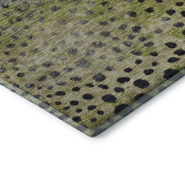 Mayfield Premium Machine Washable Abstract AMF1074 Green 3 ft. x 5 ft. Area Rug