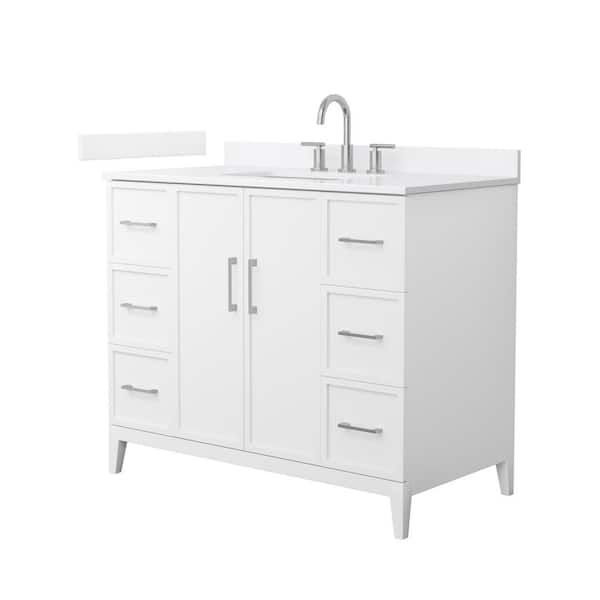 Wyndham Collection Elan 42 in. W x 22 in. D x 35 in. H Single Bath Vanity in White with White Quartz Top