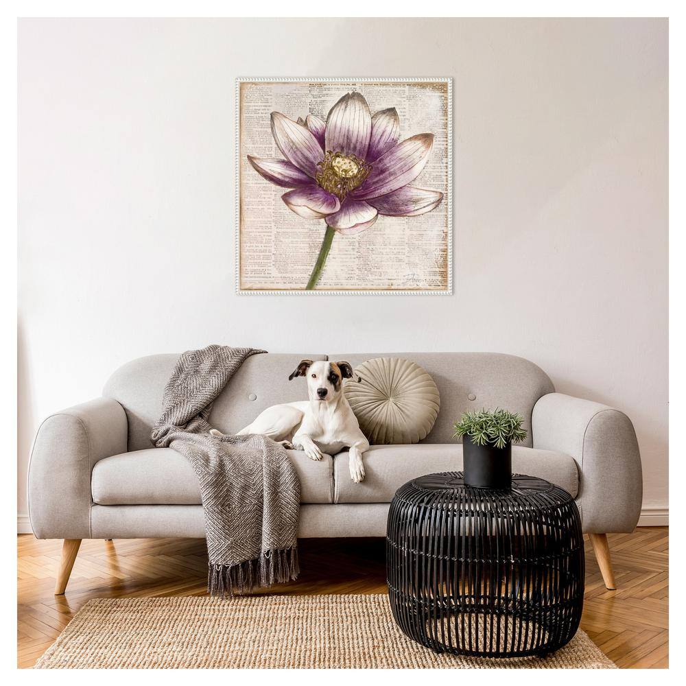 Patricia Pinto Framed Lotus Flower Canvas Art with Beaded Perimeter