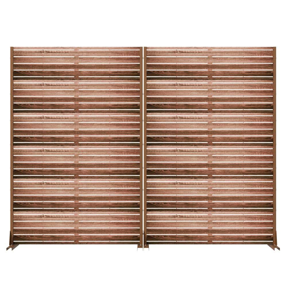 72 in. x 47 in. Natural Wood Metal Wall Sculptures Garden Fence Privacy Screen Garden Screen Panels Set for Patio Fence price history on PriceWatchPro