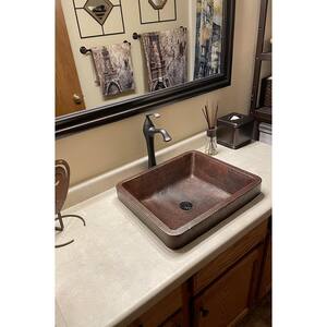 Rectangle Skirted Hammered Copper Vessel Sink in Oil Rubbed Bronze
