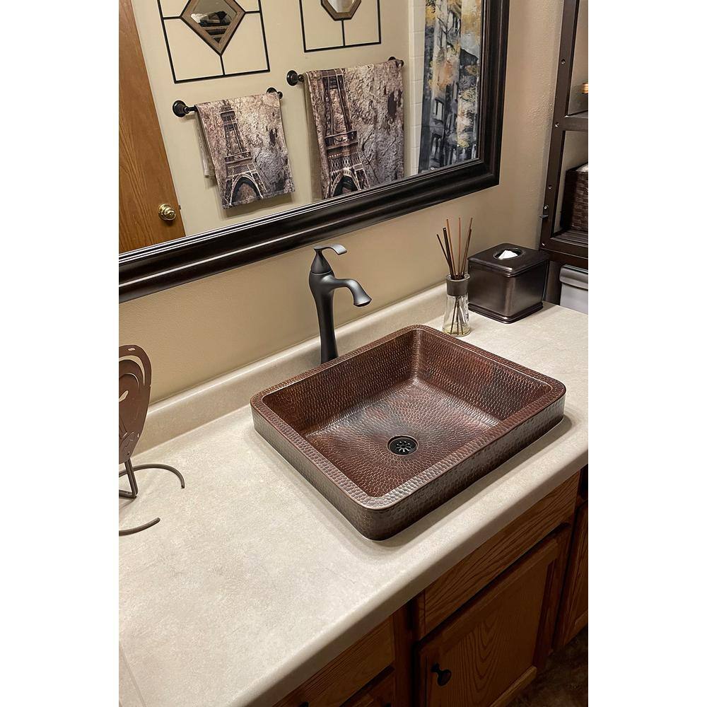 20" Hammered Copper Rectangle Wall-Mount Sink