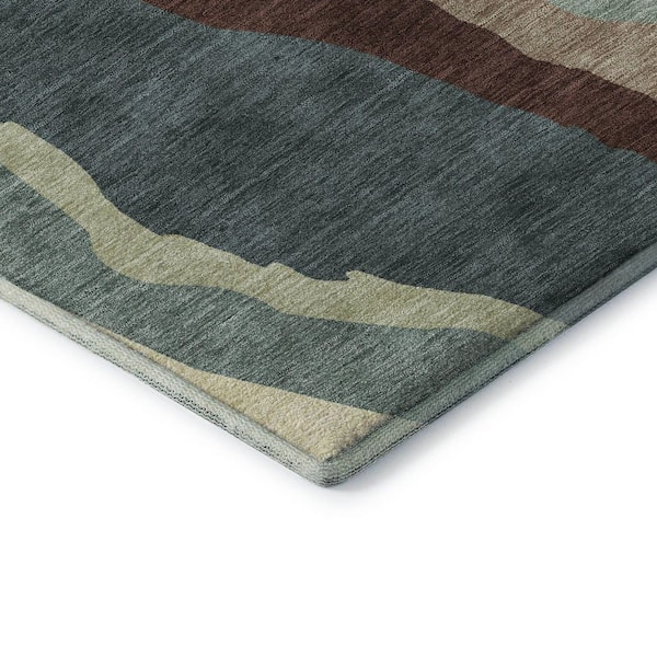 Mayfield Premium Machine Washable Abstract AMF1047 Sage 8 ft. x 10 ft. Area Rug