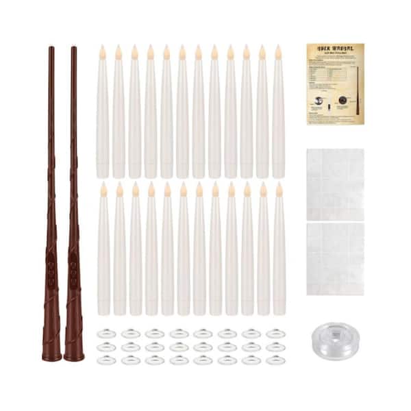 24 Pcs Hanging Floating LED Taper Candles with 2 Magic Wands