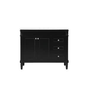 Simply Living 42 in. W x 21 in. D x 35 in. H Bath Vanity in Black with Ivory White Engineered Marble Top