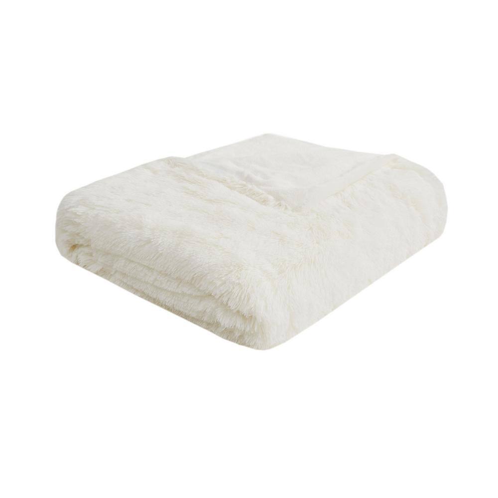 Ivory Shaggy Faux Fur Twin Duvet Cover Set