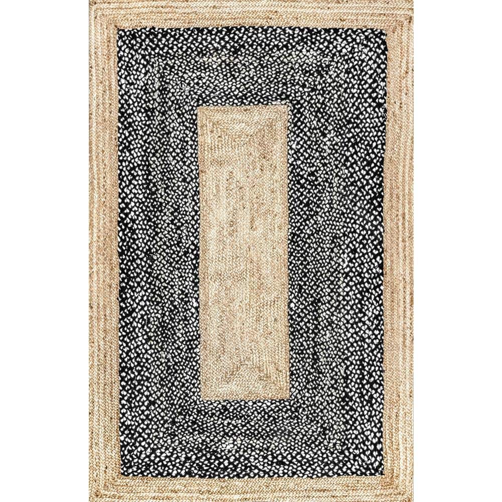 Handmade Braided Oval Cotton Rug in Black - 52"x24"