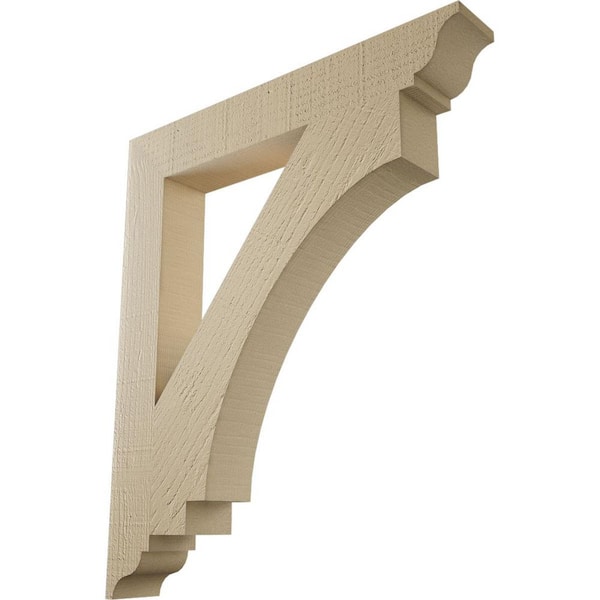 Ekena Millwork 3.5 in. x 28 in. x 24 in. Imperial Traditional Rough Cedar Woodgrain Timberthane Polyurethane Bracket, Primed Tan