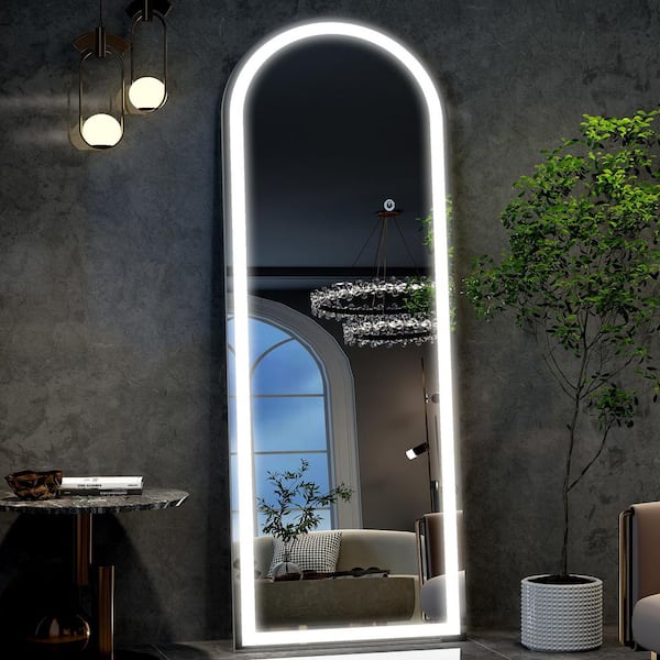 26 in. W x 68 in. H LED Arched Frameless Full Length Mirror Floor Mirror