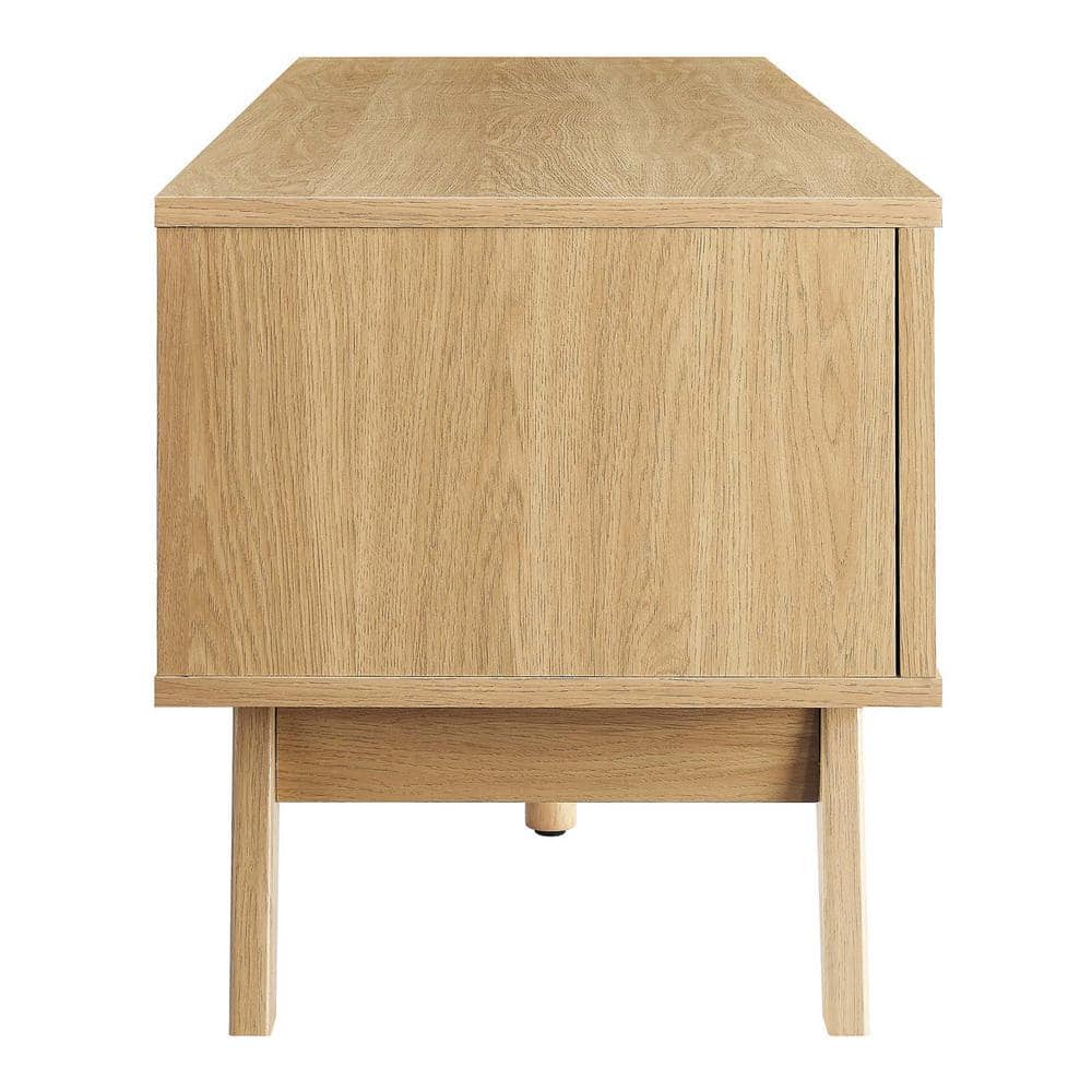 Soma 60" Oak TV Stand with Rattan Sliding Doors