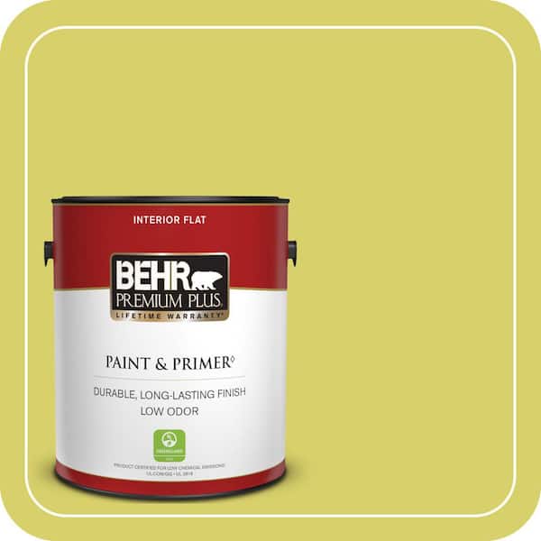 BEHR PREMIUM PLUS 1 gal. #P340-4 Lime Tree Flat Low Odor Interior Paint & Primer
