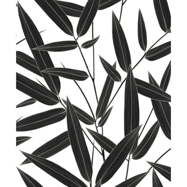 NextWall Ebony Leaf Branch Trail Vinyl Peel and Stick Wallpaper Roll (31.35 sq. ft.)