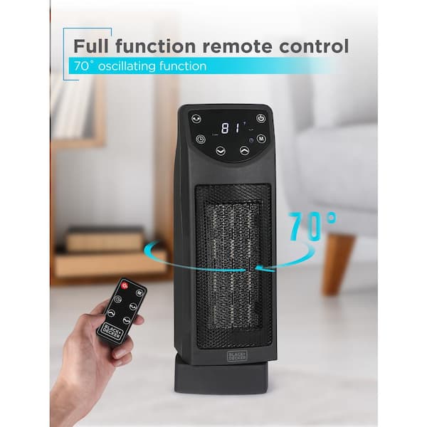 BLACK+DECKER 1500W Oscillating Ceramic Desktop Electric Heater