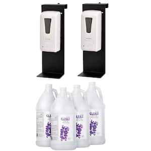 40 oz. Automatic Partition Wall Mount Sanitizer Dispenser with 1 Gal. Gel Hand Sanitizer Case of 4 (2-Pack)