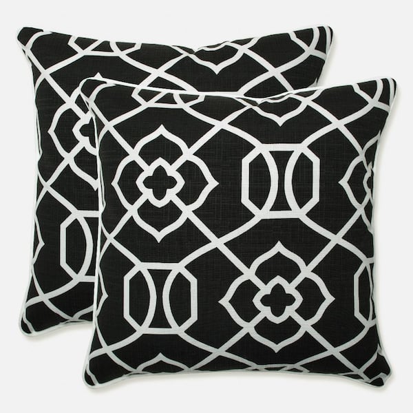 Black Square Outdoor Square Throw Pillow 2-Pack