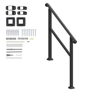 2-3 Step Outdoor Handrails, 35.6 in. H x 3.3 in. W, Black, Steel, Stair Railing Kit, for Seniors, Porch and Deck Safety