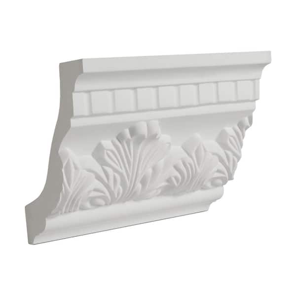 American Pro Decor 4-1/2 in. x 3-1/8 in. x 6 in. Long Acanthus Polyurethane Crown Moulding Sample