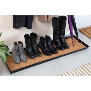 46.5 in. x 14 in. x 1.5 in. Black Metal Boot Tray with Rectangle Embossed Coir Insert