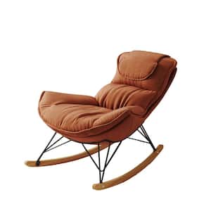 Brown Wood Outdoor Rocking Chair with Brown Cushions
