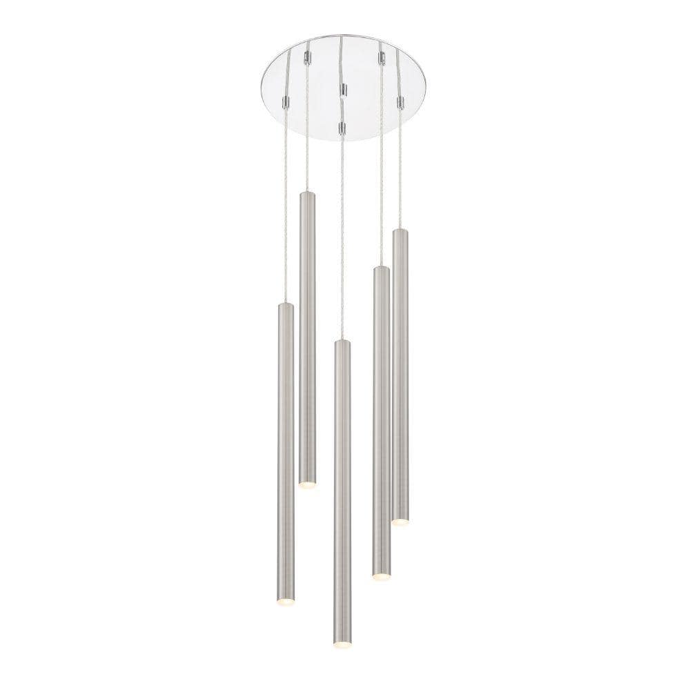 Forest 5 W 5 Light Chrome Integrated LED Shaded Chandelier with Brushed Nic