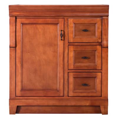Naples 30 in. W x 21.63 in. D Vanity Cabinet Only in Warm Cinnamon with Right Hand Drawers