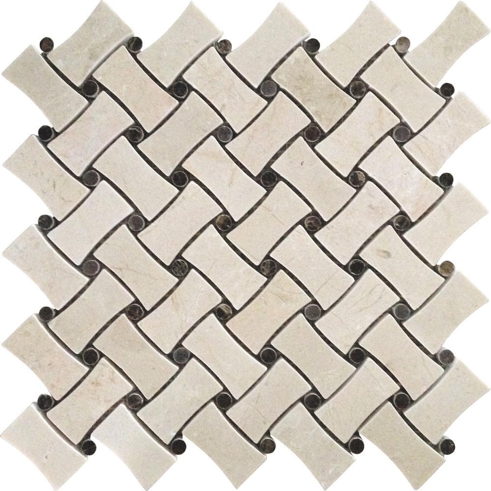 Beige 4 in. x 5 in. Polished Marble BasketWeave Mosaic Floor and Wall Tile Sample (0.13 sq. ft./Piece) price history on PriceWatchPro