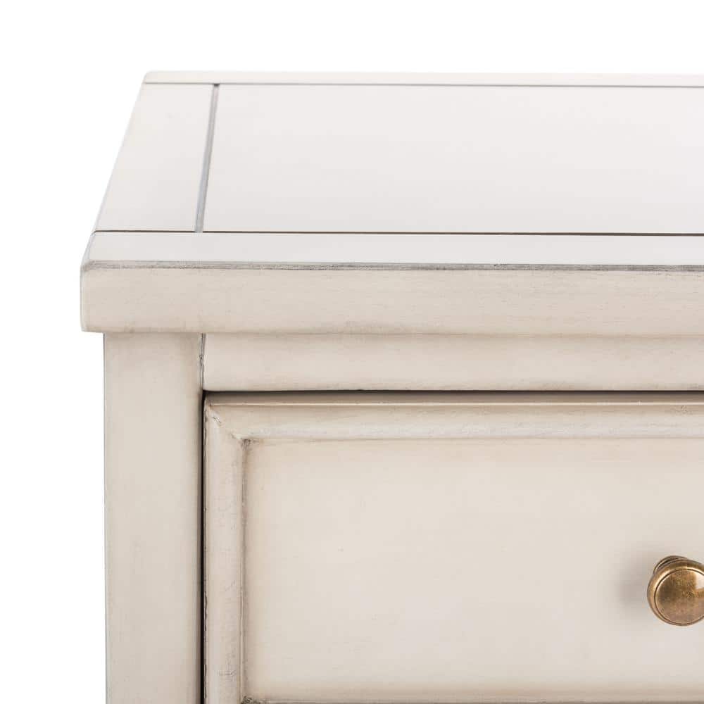 White Lacquered Ash and Elm 2-Drawer Accent Table