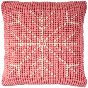 Holiday Pillows Pink Ivory Modern and Contemporary 20 in. x 20 in. Sq. Throw Pillow