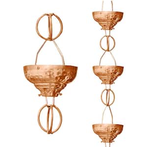 8.5 ft. Pure Copper Eastern Hammered Cup Rain Chain