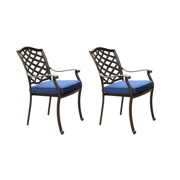 Sudzendf 2-Piece Outdoor Textilene Dining Chair Metal Patio Swivel