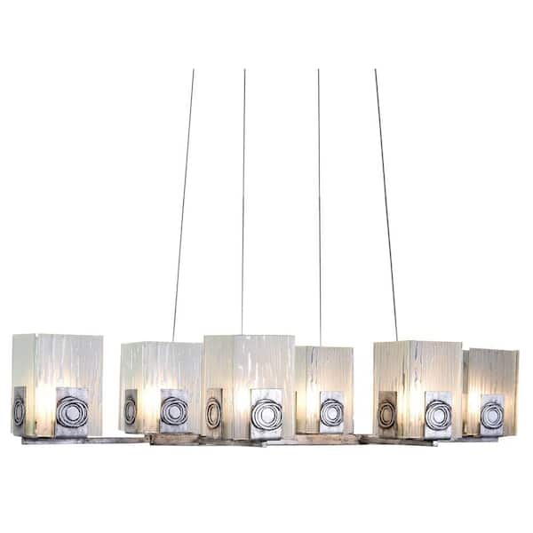 Varaluz Polar 6-Light Blackened Silver Chandelier with Recycled Ice Crystal Plate Glass