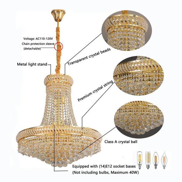 OUKANING 14-Light Golden France Empire Style Modern K9