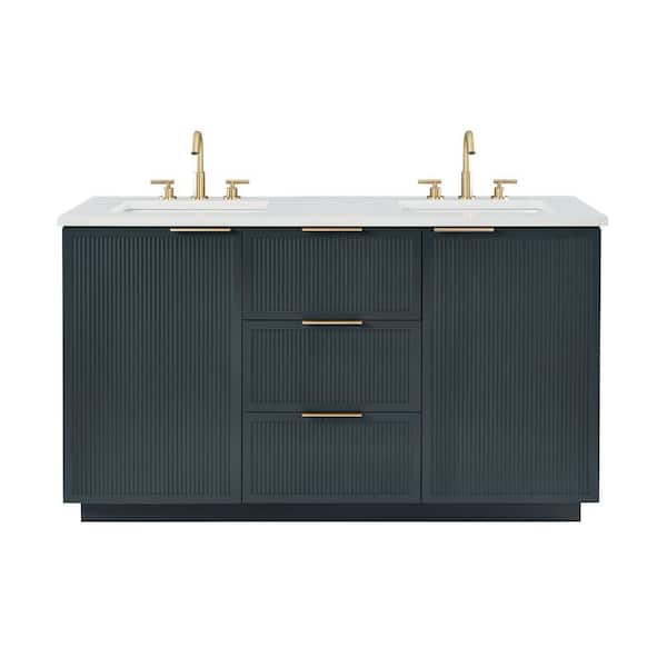 Addison 48 in. W Bath Vanity in Vintage Blue with Engineered Stone Top in Ariston White with White Sink