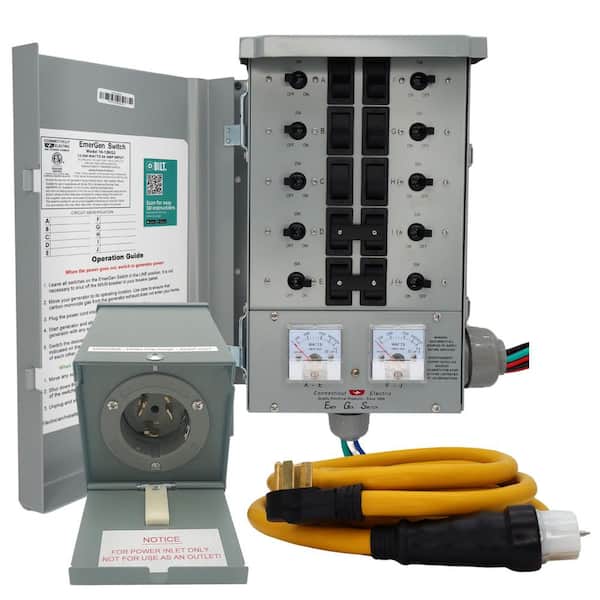 Emergen 50 Amp 10 Circuits G2 Manual Transfer Switch Kit with 50 Amp Inlet and 25 ft. Cord