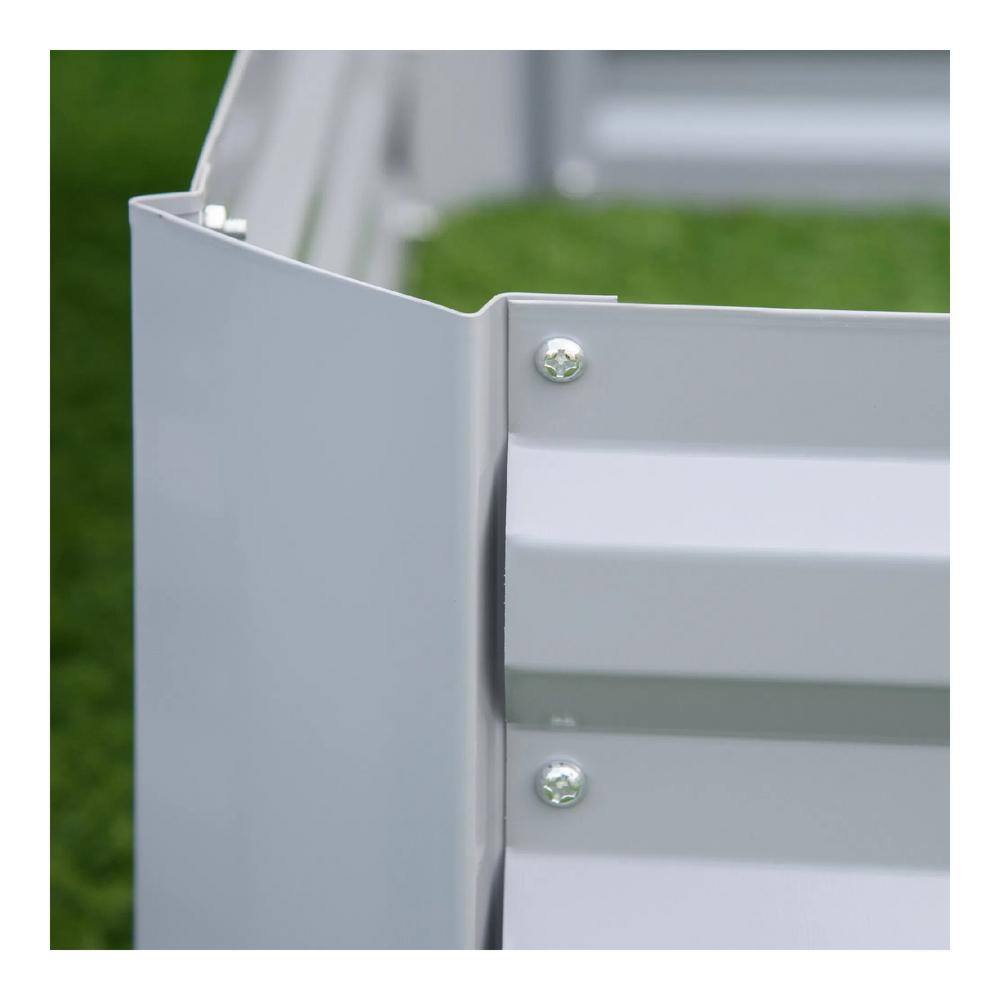 Gray Galvanized Steel Raised Garden Bed Planter Set