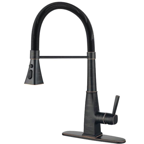 20 in. Single Handle Pull Down Sprayer Kitchen Faucet with 3-Mode Spray 360° Spout Swivel in Oil Rubbed Bronze