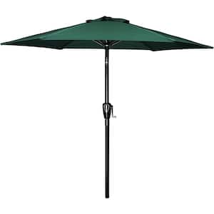 7.5 ft. Green Patio Umbrella with Push Button Tilt/Crankand6 Sturdy Ribs for Outdoor Market Garden Deck BackyardandPool