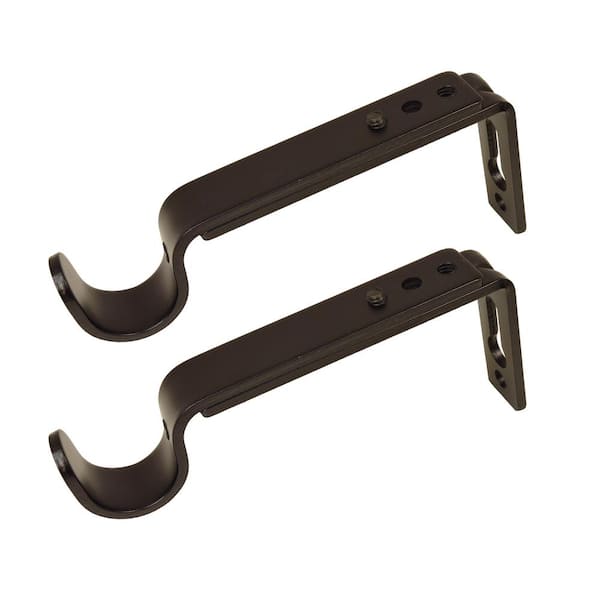 Espresso Steel Single 4 in. Projection Curtain Rod Bracket (Set of 2)
