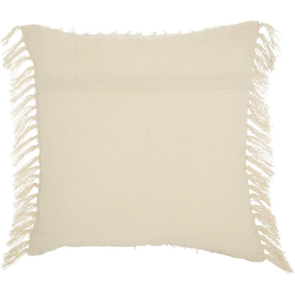 20"x20" Oversize Life Styles Cut Fray Texture Square Throw Pillow Cream - Mina Victory: Mid-Century Modern, Indoor Cotton Pillow with Zipper