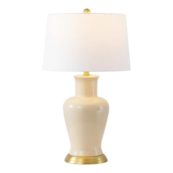 JONATHAN Y Julian 29 in. Traditional Classic Ceramic Urn LED Table Lamp, Almond