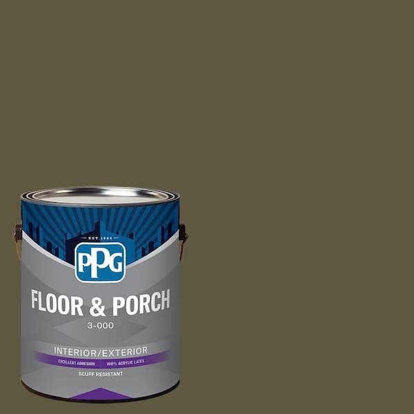 PPG 1 gal. PPG1113-7 Olive Green Satin Interior/Exterior Floor and Porch Paint
