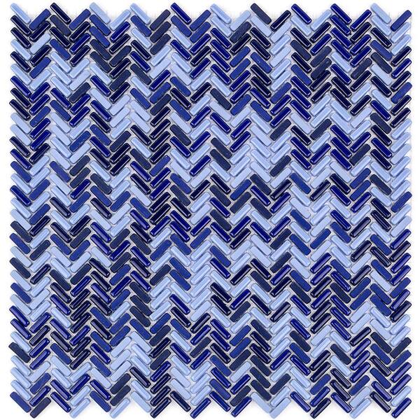 Ivy Hill Tile Recoup Herringbone Royale 12 in. x 12 in. x 6 mm Glass Mosaic Floor and Wall Tile