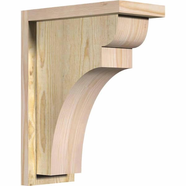 Ekena Millwork 6 in. x 12 in. x 16 in. Douglas Fir Yorktown Rough Sawn Corbel with Backplate