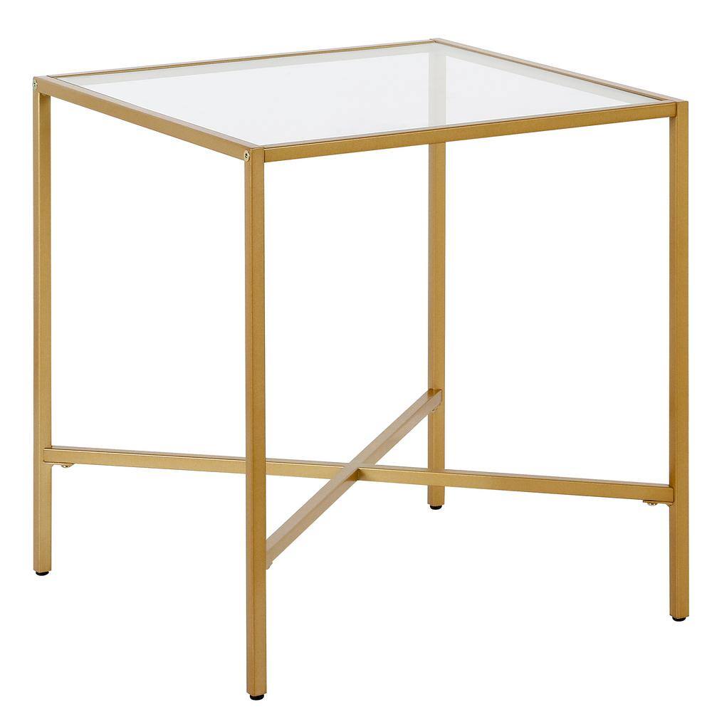 Meyer&Cross Henley 20 in. Brass Square Glass Side Table ST0828