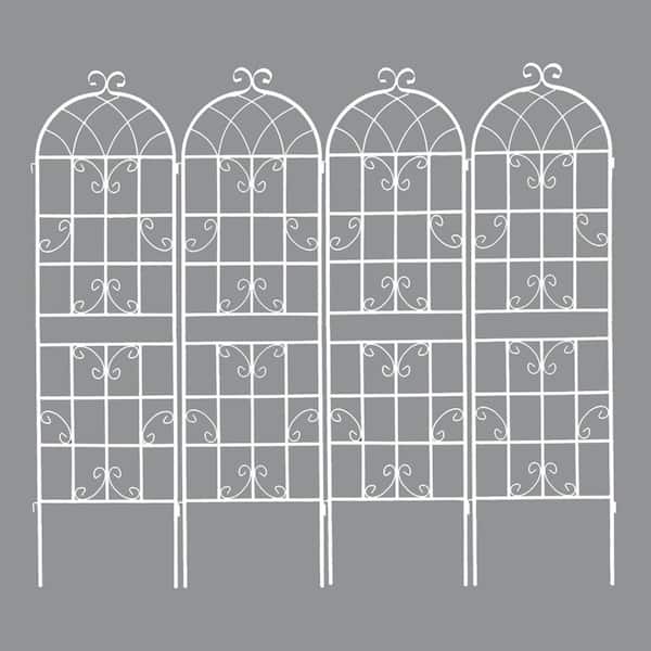 4 Pack Metal Garden Trellis 71 in. x 20 in. Rustproof Climbing Plant Support Arbors-White
