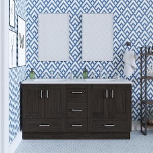 Erskine 60 in. W x 19 in. D x 33 in. H Double Sink Freestanding Bath Vanity in Milano Oak with White Cultured Marble Top